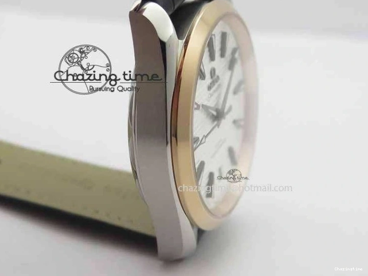 0509 2017 Aqua Terra SS RG XF Best Edition White Textured Dial On Black Leather Strap A Functional 8157